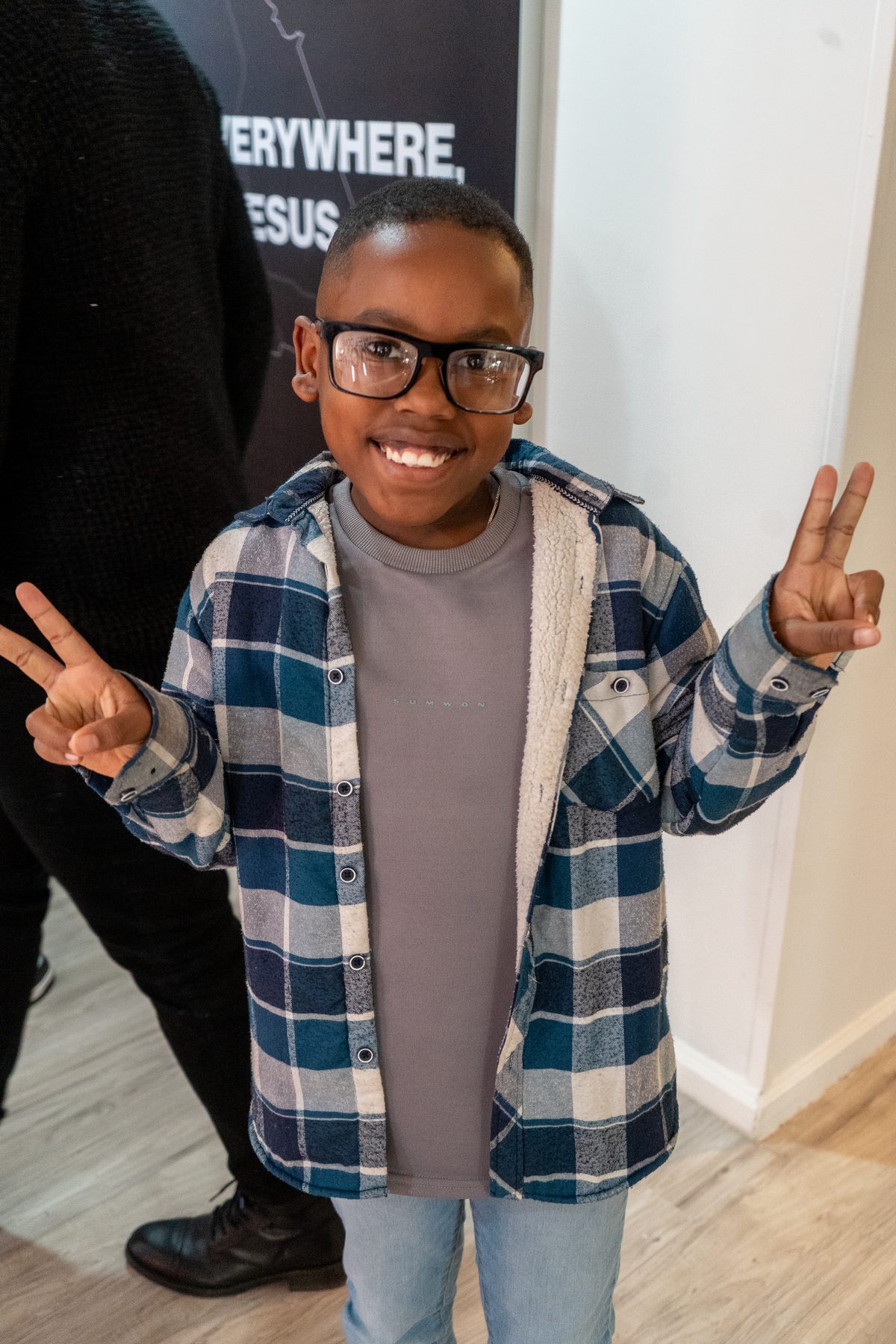 A kid having the best time at church